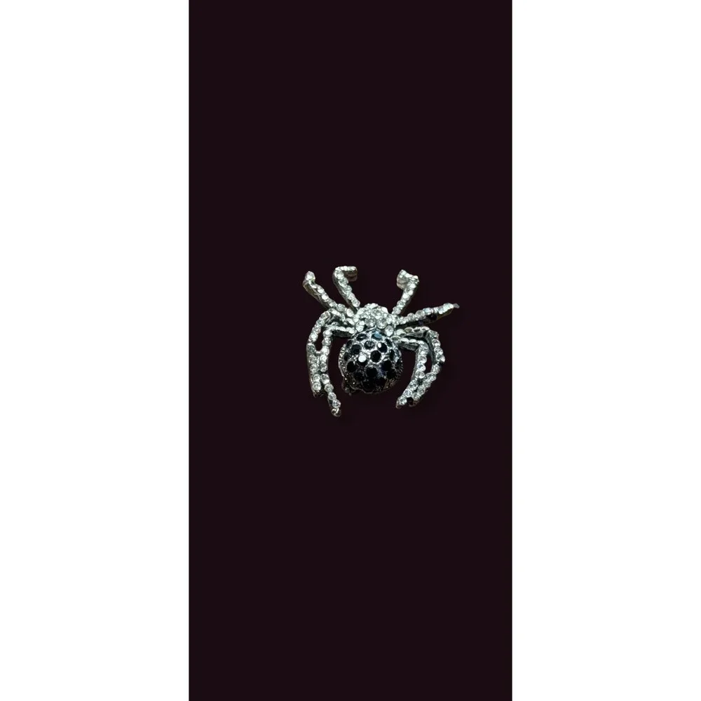 Sparkling Spider Brooch Pin, Silver Tone Crystal Pin, Gothic Insect Jewelry